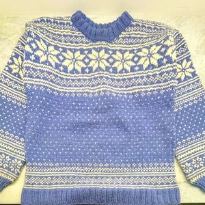 Hand knit Irish wool snowflake sweater from the town of Kinsale, County Cork